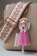 Personalized Macrame Angel Keychain with Wooden Letter
