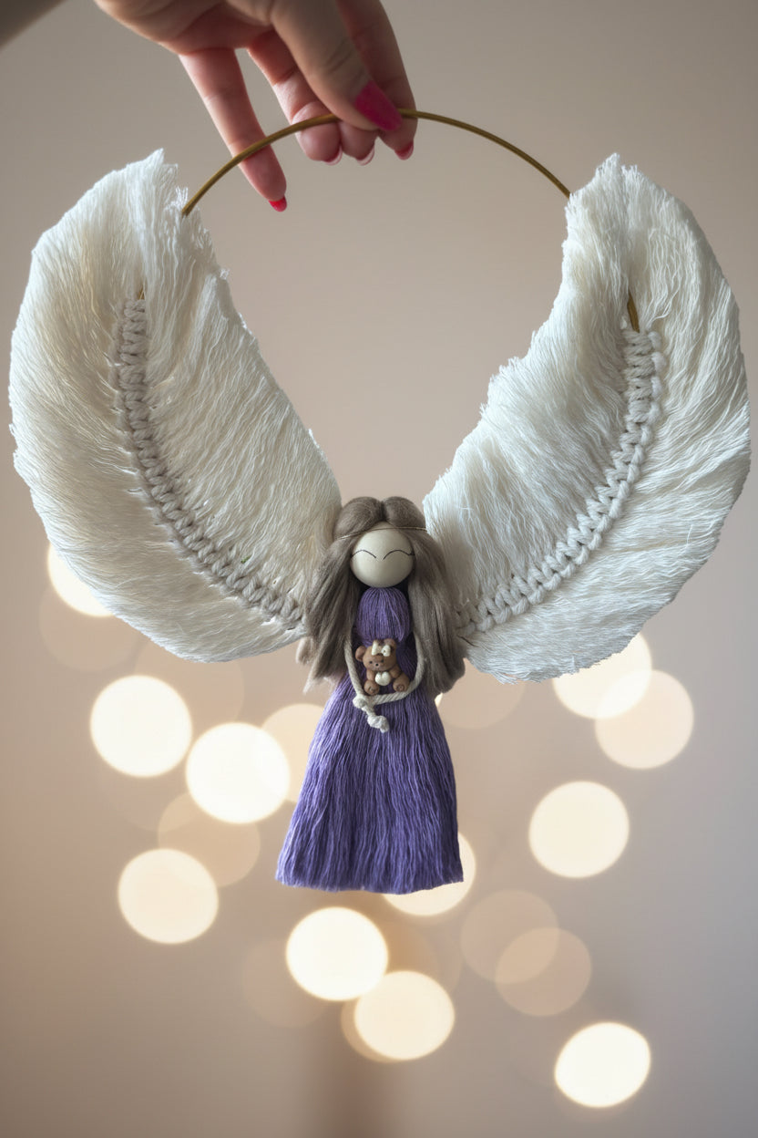 Macramé Guardian Angel for Nursery