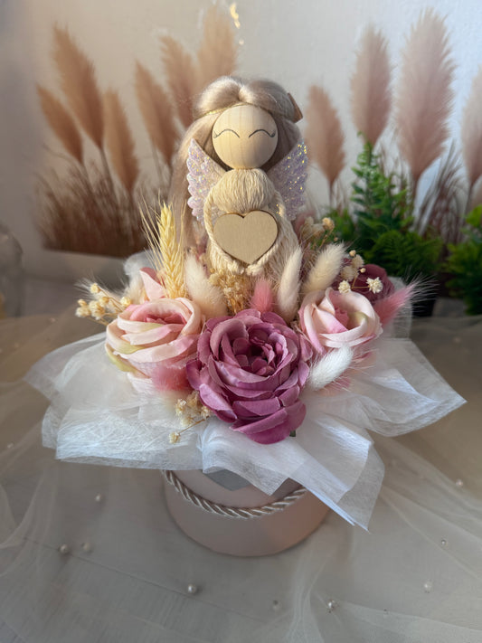 Handmade Macramé Flower Box with Angel