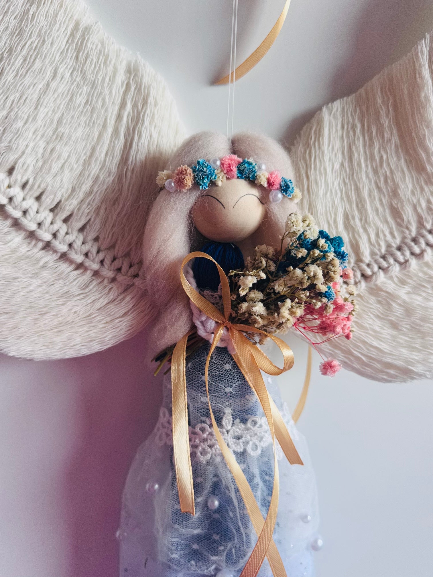 XL Macramé Angel 60 cm – Handmade Decorative Angel & Unique Gift