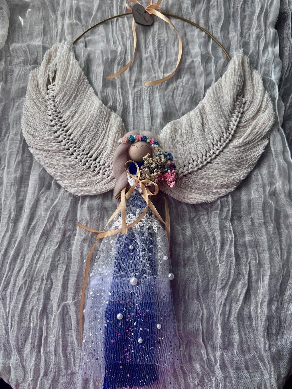 XL Macramé Angel 60 cm – Handmade Decorative Angel & Unique Gift