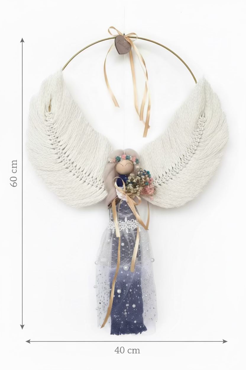XL Macramé Angel 60 cm – Handmade Decorative Angel & Unique Gift
