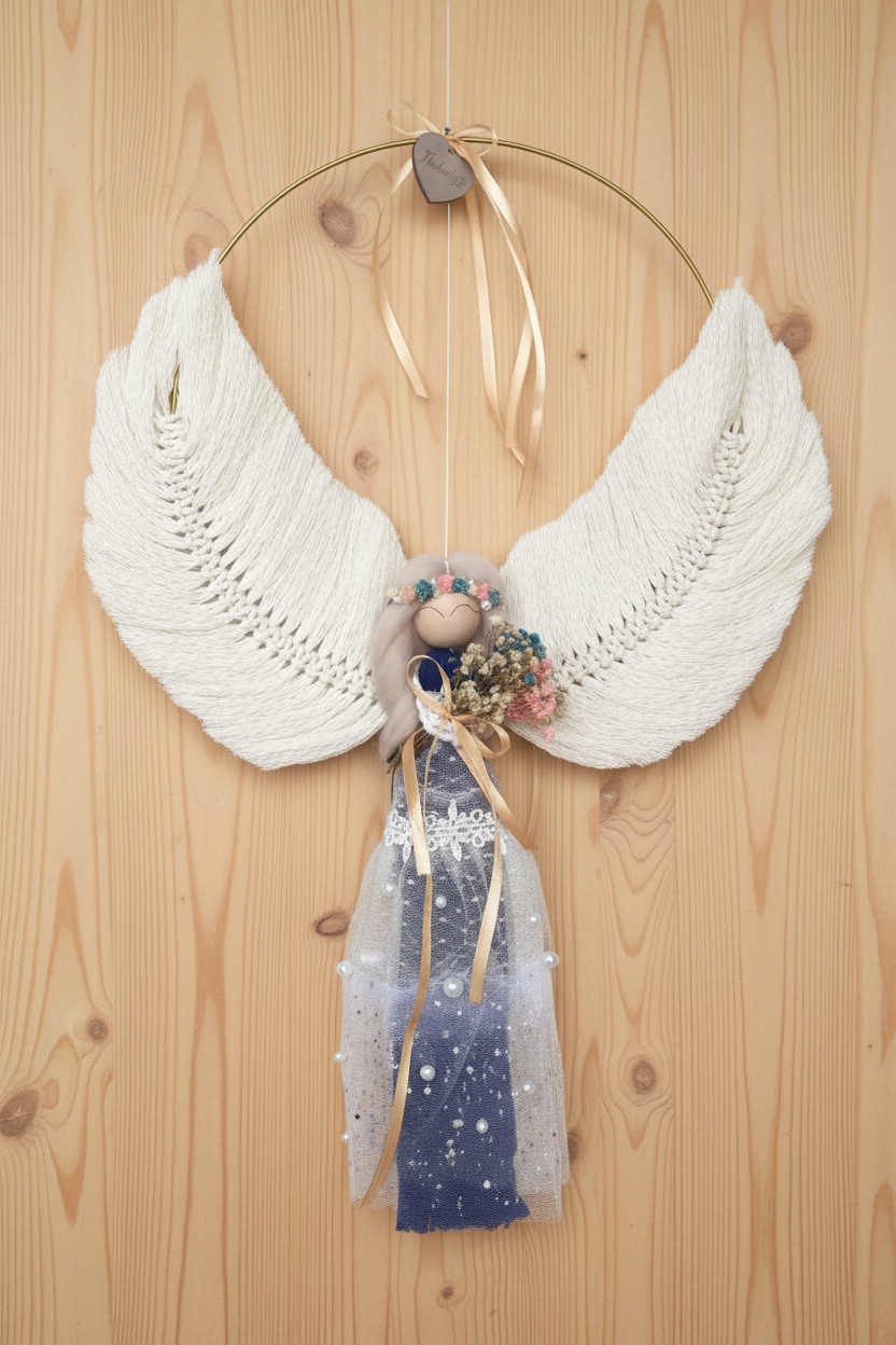 XL Macramé Angel 60 cm – Handmade Decorative Angel & Unique Gift